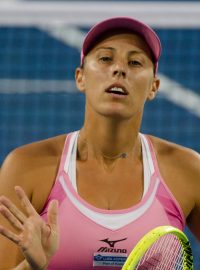 Lucie Hradecká je potřetí šampionkou čtyřhry na elitním turnaji v Cincinnati. S Andrejou Klepačovou ze Slovinska (v růžovém) porazily 6:4, 6:1 německo-nizozemský pár Anna-Lena Grönefeldová, Nizozemka Demi Schuursová