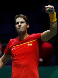 Rafael Nadal se raduje z výhry na finálovém turnaji Davis Cupu