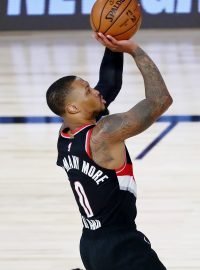 Damian Lillard v zápase proti Bostonu.