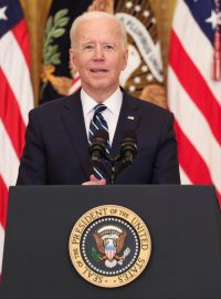 Americký prezident Joe Biden při první tiskové konferenci