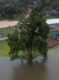 Škody způsobené bouří Nicholas v Houstonu v Texasu