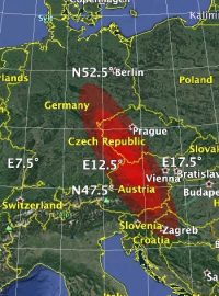 Projekce dopadu ze třetího dne simulace