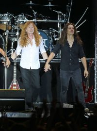 kapela Megadeth, Dirk Verbeuren, James LoMenzo, Dave Mustaine, Kiko Loureiro na festivalu Riverside Festival 25. srpna 2023 v Aarburgu ve Švýcarsku