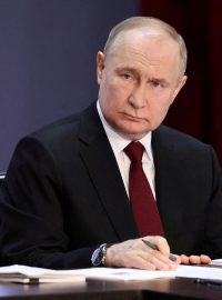 Ruský prezident Vladimir Putin se účastní rozšířeného zasedání rady ministerstva vnitra v Moskvě, Rusko, 2. dubna 2024