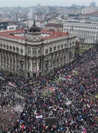 Protest ke generální stávce v Bělehradě