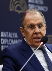 Ruský ministr zahraničí Sergej Lavrov na mezinárodní konferenci Diplomatické fórum v Antalyi