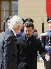 Setkání českého prezidenta Petra Pavla s ukrajinským prezidentem Volodymyrem Zelenským na Pražském hradě v Praze 4. května 2025