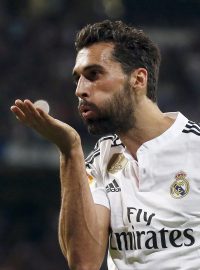 Álvaro Arbeloa, obránce Realu Madrid, slaví gól proti Almeríe