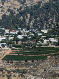 Izraelské osady východně od města Nablus na Západním břehu Jordánu (2. června 2025)