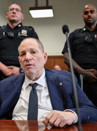 Bývalý významný hollywoodský producent Harvey Weinstein u newyorského soudu, kde čelí třem obvinění ze sexuálních zločinů