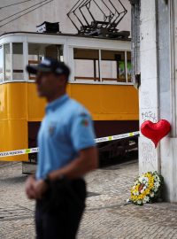 Místo nehody lisabonské lanovky