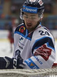 Obránce Filip Pyrochta v dresu HC Bílí Tygři Liberec
