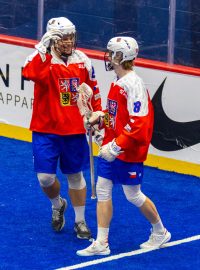 Čeští reprezentanti slaví gól do sítě Jamajky na světovém šampionátu