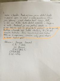 Jeden z dopisů, které poslal hokejista Petr Svoboda domů.