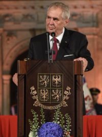 Prezident Miloš Zeman během udělování státních vyznamenání v roce 2018