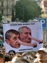 Zeman a Babiš jsou podle protestujících lháři