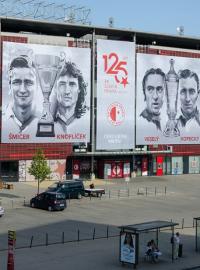 Výzdoba Slavie před kvalifikací Ligy mistrů