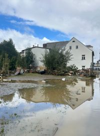 Škody po povodních v Jeseníku na severu Moravy