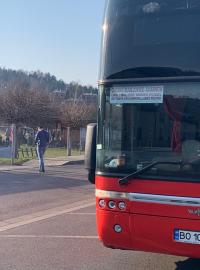 Odstavený autobus, který měl jet z Českých Budějovic do Charkova