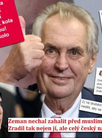 Dezinformace proti Miloši Zemanovi (koláž)