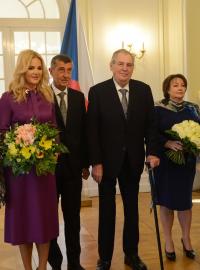 Prezident Miloš Zeman a premiér Andrej Babiš s rodinami na tradičním novoročním obědě v Lánech.