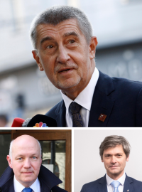 Prezidentští kandidáti z loňských voleb. Andrej Babiš, Karel Diviš, Pavel Fischer, Marek Hilšer a Danuše Nerudová