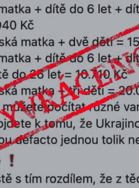 OVĚŘOVNA: Ukrajinci dostávají na dávkách jednou tolik co čeští občané, tvrdí dezinformátoři na sítích