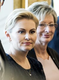 Taťána Malá, Lubomír Metnar a Marta Nováková při jmenování vlády