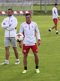 Fotbalisté Slavia Praha při tréninku před utkání s Maccabi Tel Aviv