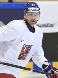 Tomáš Plekanec na tréninku české reprezentace na šampionátu v Kodani.