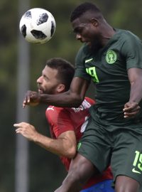 Josef Hušbauer během zápasu s Nigérií.