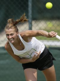 Petra Kvitová při tréninku před začátkem Wimbledonu