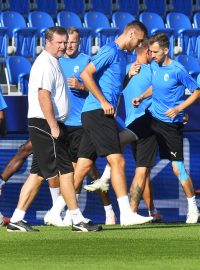 Plzeňští fotbalisté během tréninku před utkáním Ligy mistrů proti CSKA Moskva.