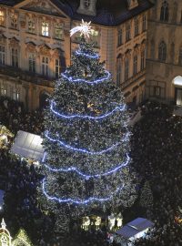 Vánoční strom na Staroměstském náměstí v Praze