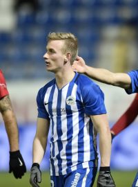 Petr Ševčík při zápase proti Opavě, ve kterém obdržel červenou kartu
