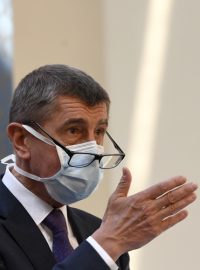 Andrej Babiš na úterní tiskové konferenci