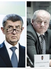 Jaké výroky padly na pondělní tiskové konferenci? Zleva Jan Hamáček (ČSSD), Andrej Babiš (ANO), Roman Prymula (za ANO), Robert Plaga (za ANO)