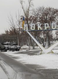 Tank u příjezdu do Pokrovsku