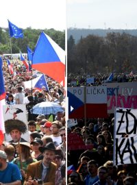 Srovnání demonstrací Milionu chvilek pro demokracii v červnu a listopadu 2019