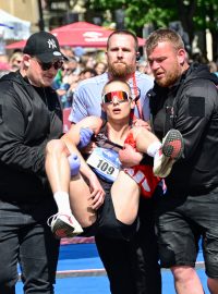 Yann Havlena v cíli Pražského maratonu