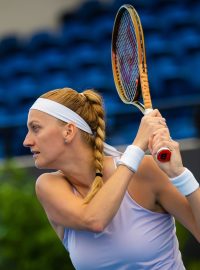 Petra Kvitová během utkání prvního kola v generálce na Australian Open v Adelaide