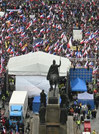 Demonstrace proti chudobě na Václavském náměstí 11. března