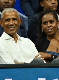Barack a Michelle Obamovi na tenisovém utkání turnaje US Open