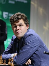 Šachista Magnus Carlsen při mistrovství světa v rapid šachu