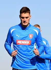 Patrik Schick na tréninku české fotbalové reprezentace