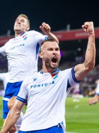 Erik Prekop slaví gól proti Austrii Vídeň