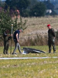 Místo havárie ruského dronu ve vesnici Wohyń ve východním Polsku