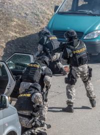 Proti podezřelým osobám zasahovala ve spolupráci s vojáky speciální policejní jednotka
