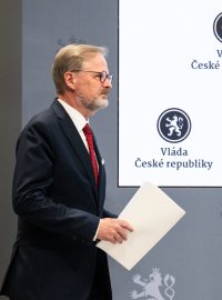 Petr Fiala na tiskové konferenci vlády