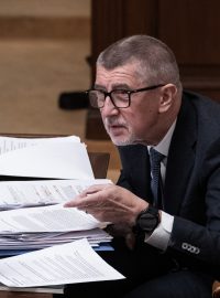 Andrej Babiš při jednání v Poslanecké sněmovně ČR